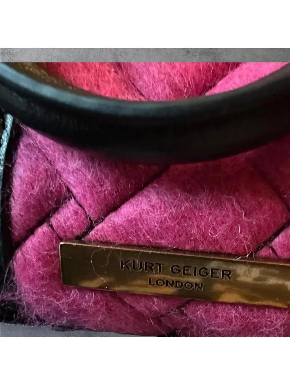 Kurt Geiger Small Kensington Boston Bag Fuchsia Tweed